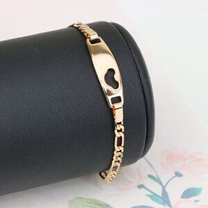 "Rose Gold Heart Cutout ID Bracelet in High-Polish Gold Plating, XPBL1158